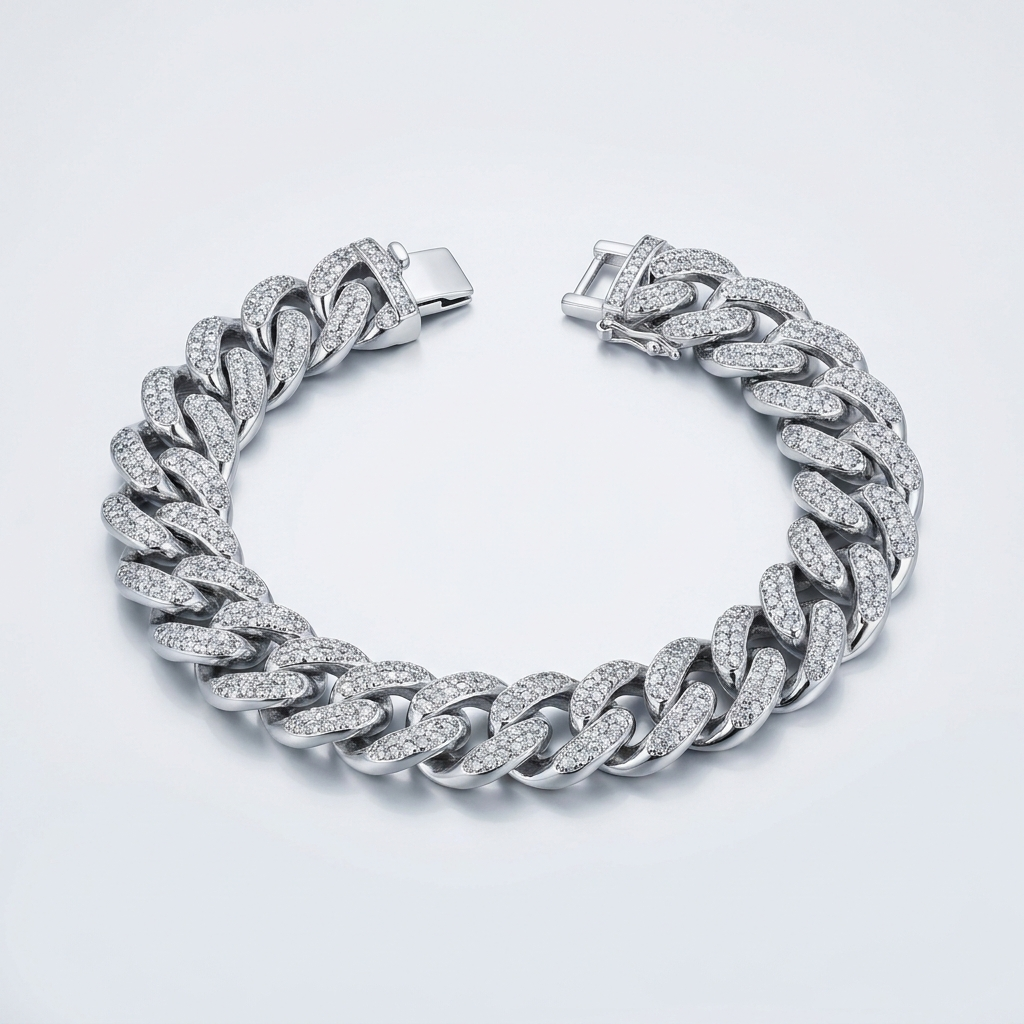 Iced Cuban Link Bracelet – 925 Sterling Silver
