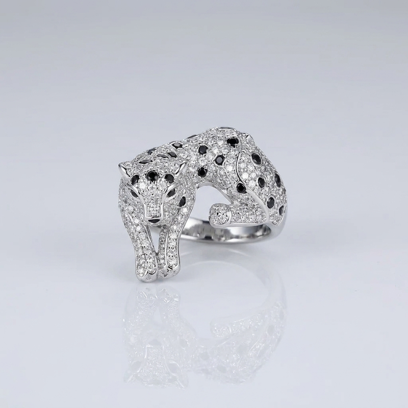 Bague léopard pavée – Argent
