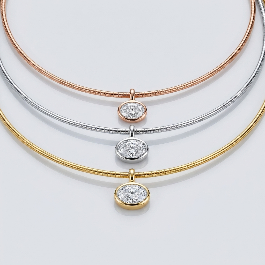 Collier Solitaire Ovale Moissanite – Argent 925