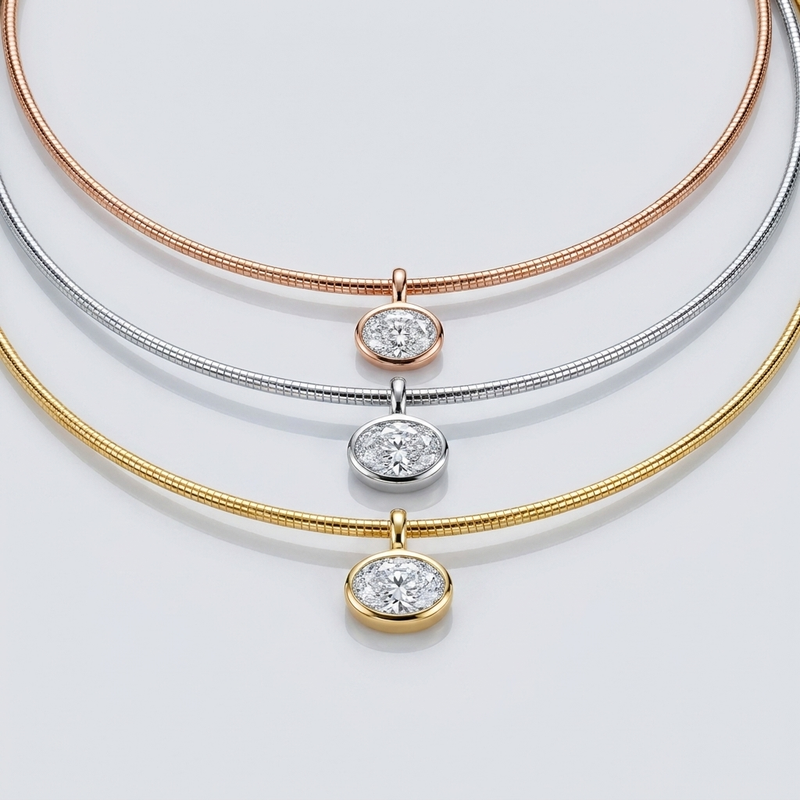 Collier Solitaire Ovale Moissanite – Argent 925