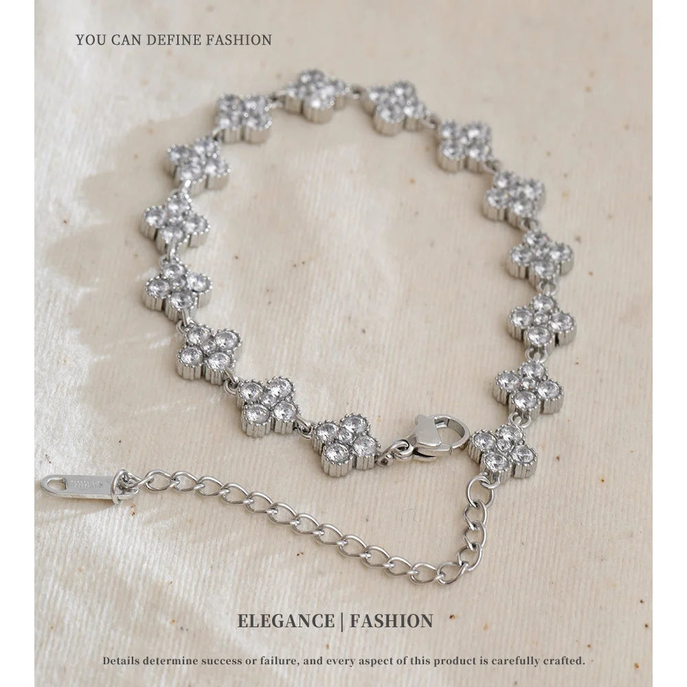 NiNice 316L Stainless Steel Bracelet Cubic Zirconia Exquisite Temperament Popular Fashion Simple Selection Jewelry Wholesale