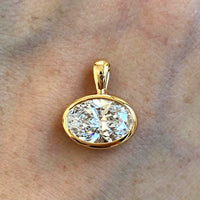 BXINY 2-4carat East West Oval Cut Moissanite Collar Choker Necklace S925 Silver Bezel Set Solitaire Diamond Pendant Gift Jewelry
