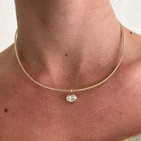 BXINY 2-4carat East West Oval Cut Moissanite Collar Choker Necklace S925 Silver Bezel Set Solitaire Diamond Pendant Gift Jewelry