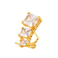 Trendy Geometric Zircon Ear Cuff Fashion Jewelry Square White Crystal Non-Pierced Stud Cuff Earrings