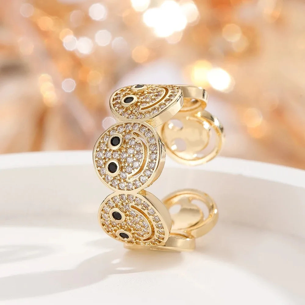 2025 New Luxury Light Full Diamond Colored Smile Bracelet, Unique Design Gold-Plated Stackable Jewelry, Fashionable, Personalize