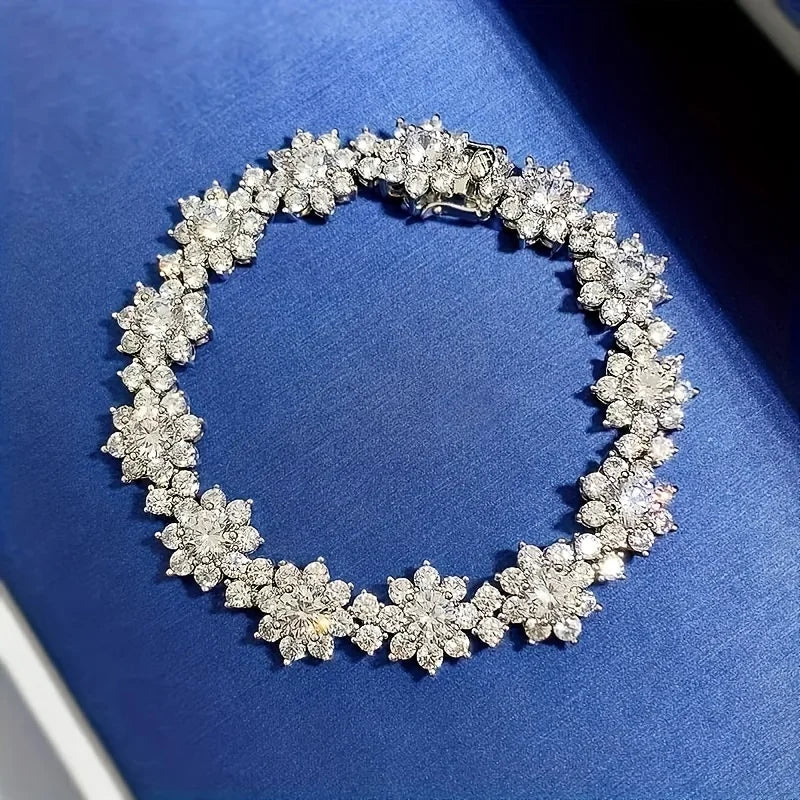 Metis D Color VVS1 Moissanite Bracelet For Women 925 Sterling Silver Diamond Sunflower Bangle Wedding Bridal Luxury Hand Jewelry