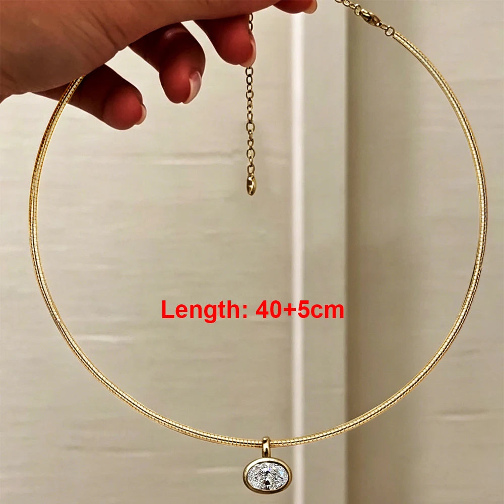 BXINY 2-4carat East West Oval Cut Moissanite Collar Choker Necklace S925 Silver Bezel Set Solitaire Diamond Pendant Gift Jewelry