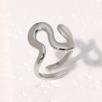 Fashion Stainless Steel Waterproof Open Ring Personality Charms PVD Real Gold 18K Plated Trendy Jewelry for Women