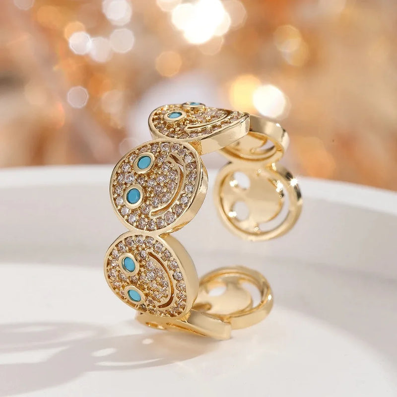 2025 New Luxury Light Full Diamond Colored Smile Bracelet, Unique Design Gold-Plated Stackable Jewelry, Fashionable, Personalize