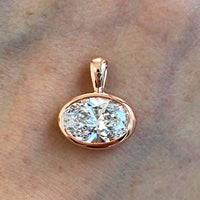 BXINY 2-4carat East West Oval Cut Moissanite Collar Choker Necklace S925 Silver Bezel Set Solitaire Diamond Pendant Gift Jewelry