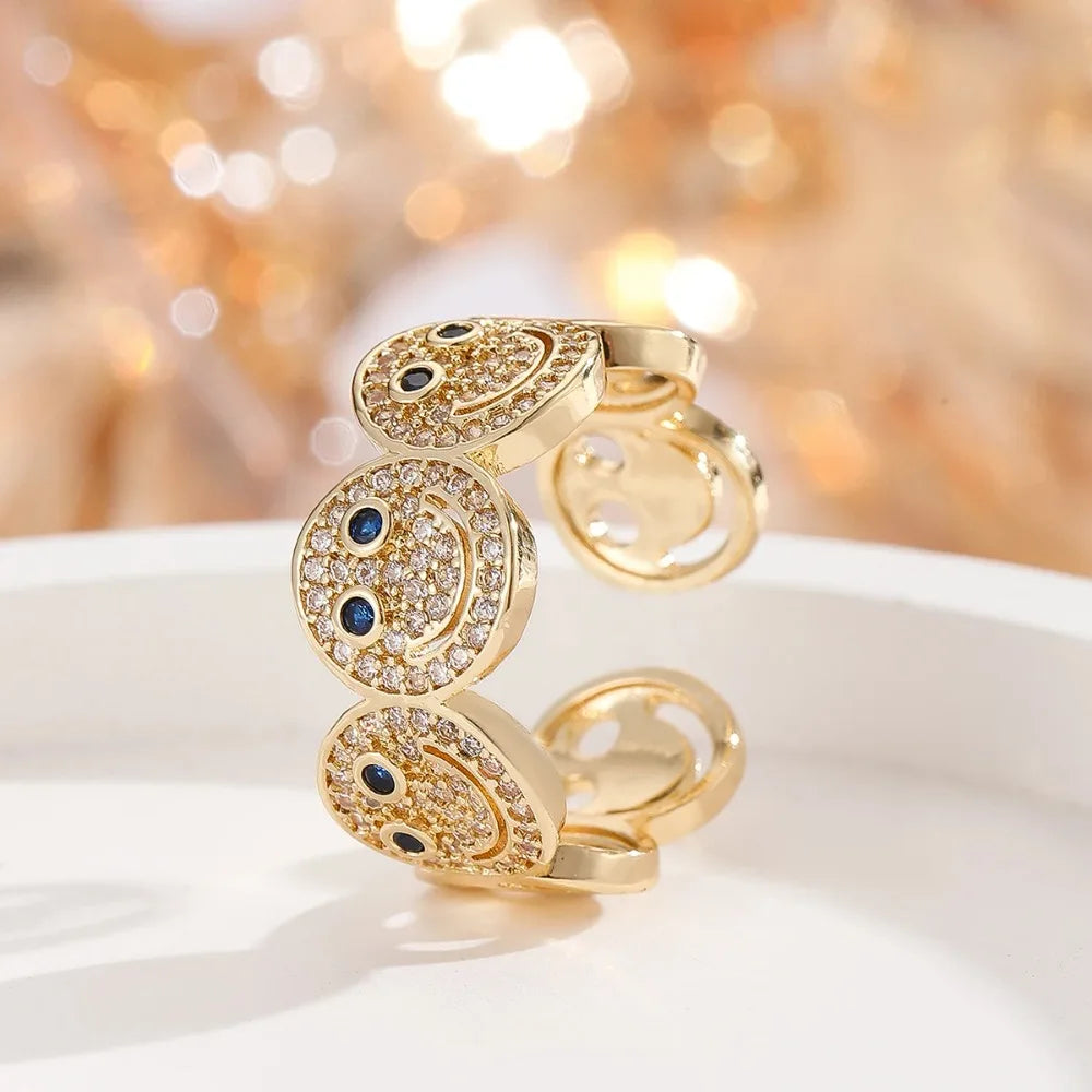 2025 New Luxury Light Full Diamond Colored Smile Bracelet, Unique Design Gold-Plated Stackable Jewelry, Fashionable, Personalize