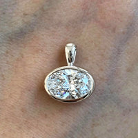BXINY 2-4carat East West Oval Cut Moissanite Collar Choker Necklace S925 Silver Bezel Set Solitaire Diamond Pendant Gift Jewelry