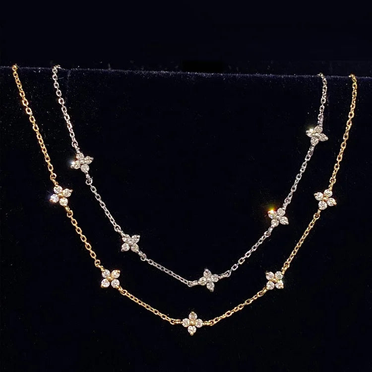 925 Sterling Silver Crystal Flower Bracelet for Women Girls New Personality Korean Chain Fashion Jewelry Accessories Party Gifts