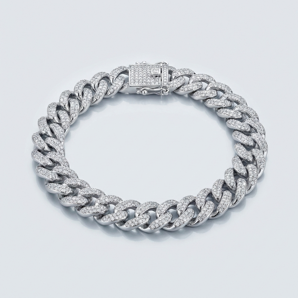 Iced Cuban Link Bracelet – 925 Sterling Silver