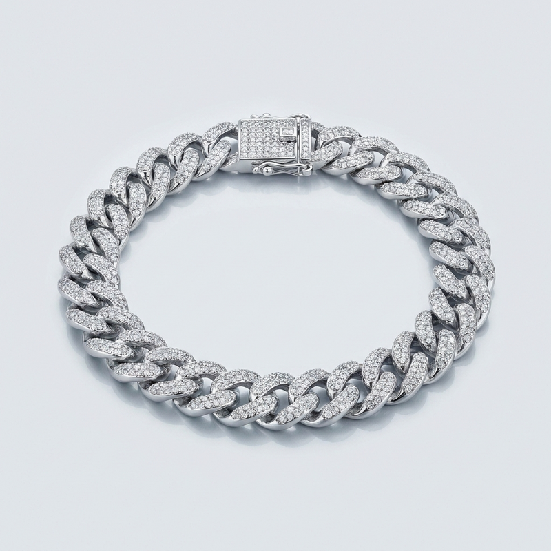 Iced Cuban Link Bracelet – 925 Sterling Silver