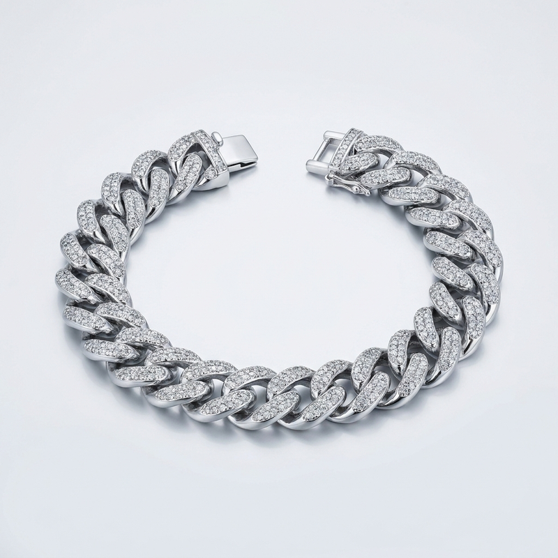 Iced Cuban Link Bracelet – 925 Sterling Silver