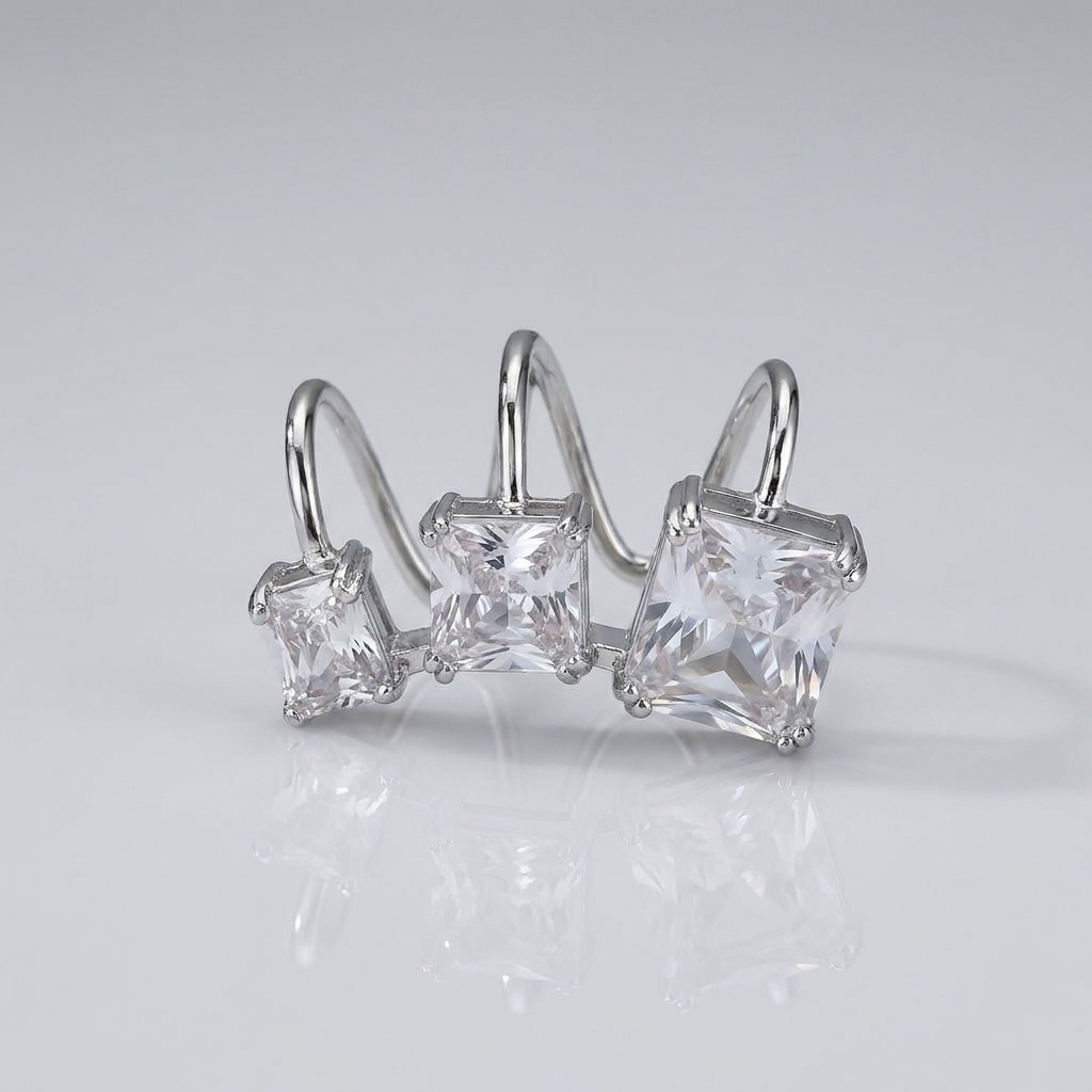 Boucle d'oreille manchette carrée en cristal