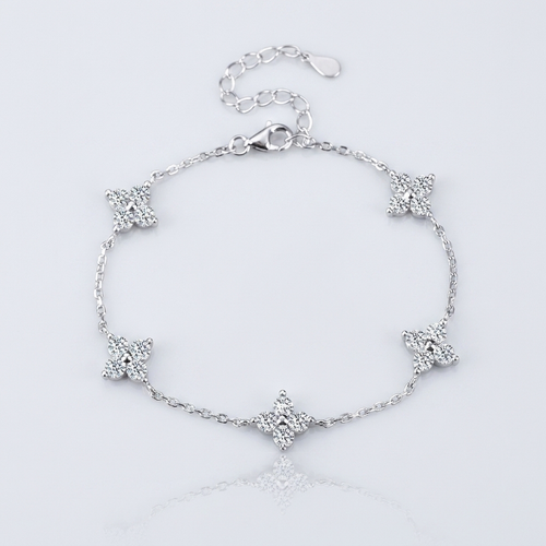 Crystal Flower Bracelet – 925 Silver