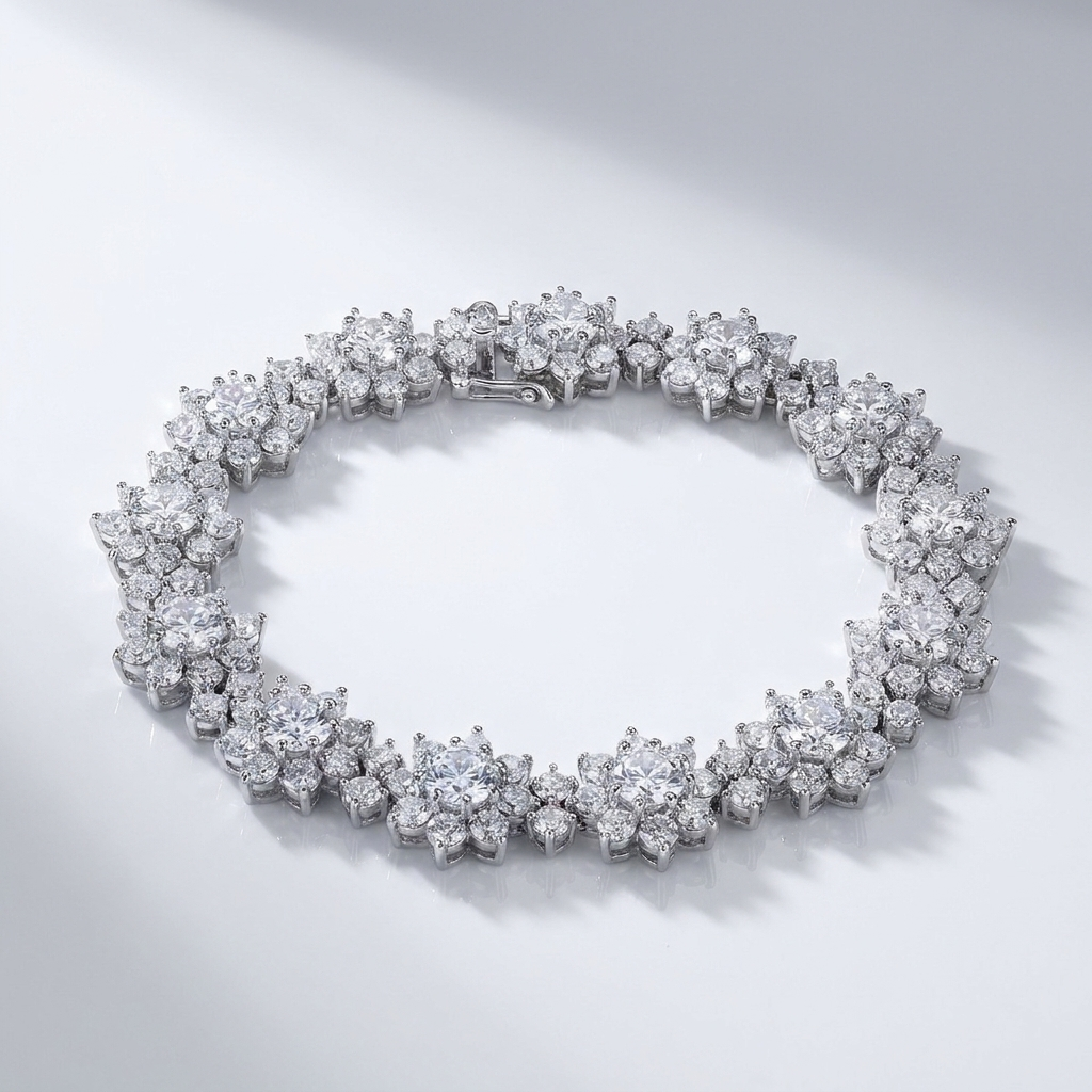Bracelet tournesol en moissanite – Argent 925