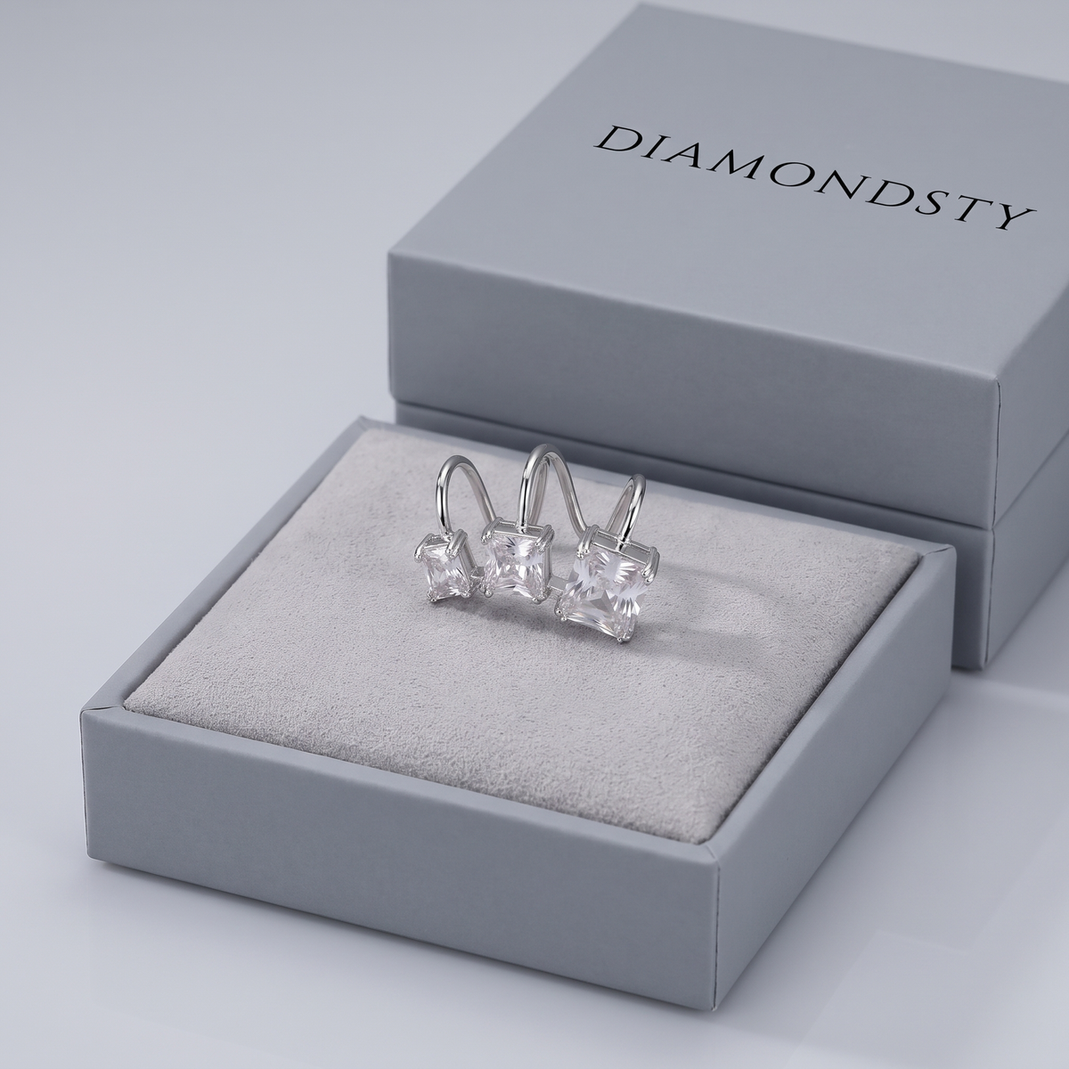 Crystal Square Ear Cuff in a Diamondsty gift box