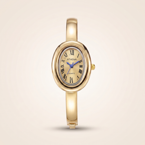 Athena Watch in gold with a champagne gold dial and Roman numerals