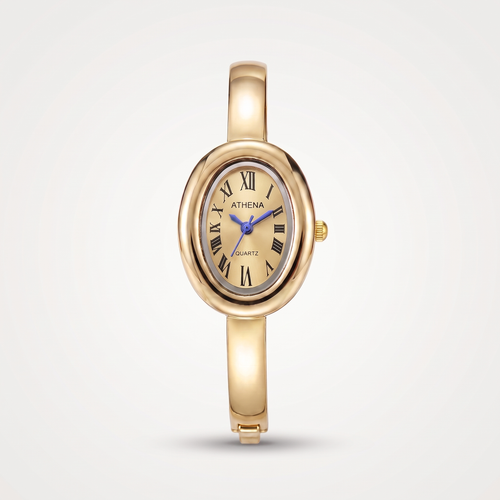 Athena Watch in Gold / Gold Dial, champagne dial with Roman numerals