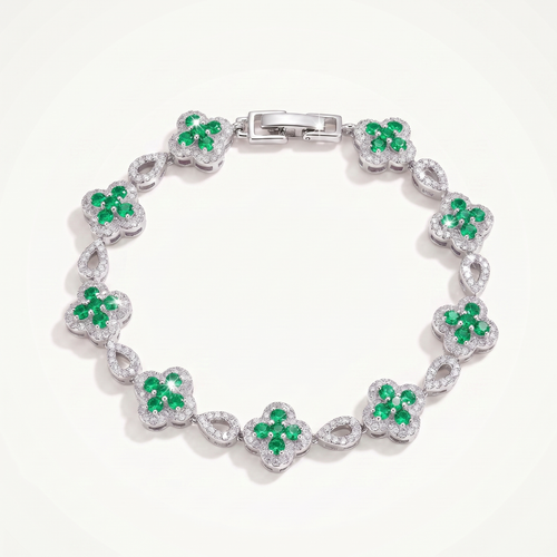 Belle Fleur Crystal Bracelet in Green / Vert / Grün, crystal flower chain